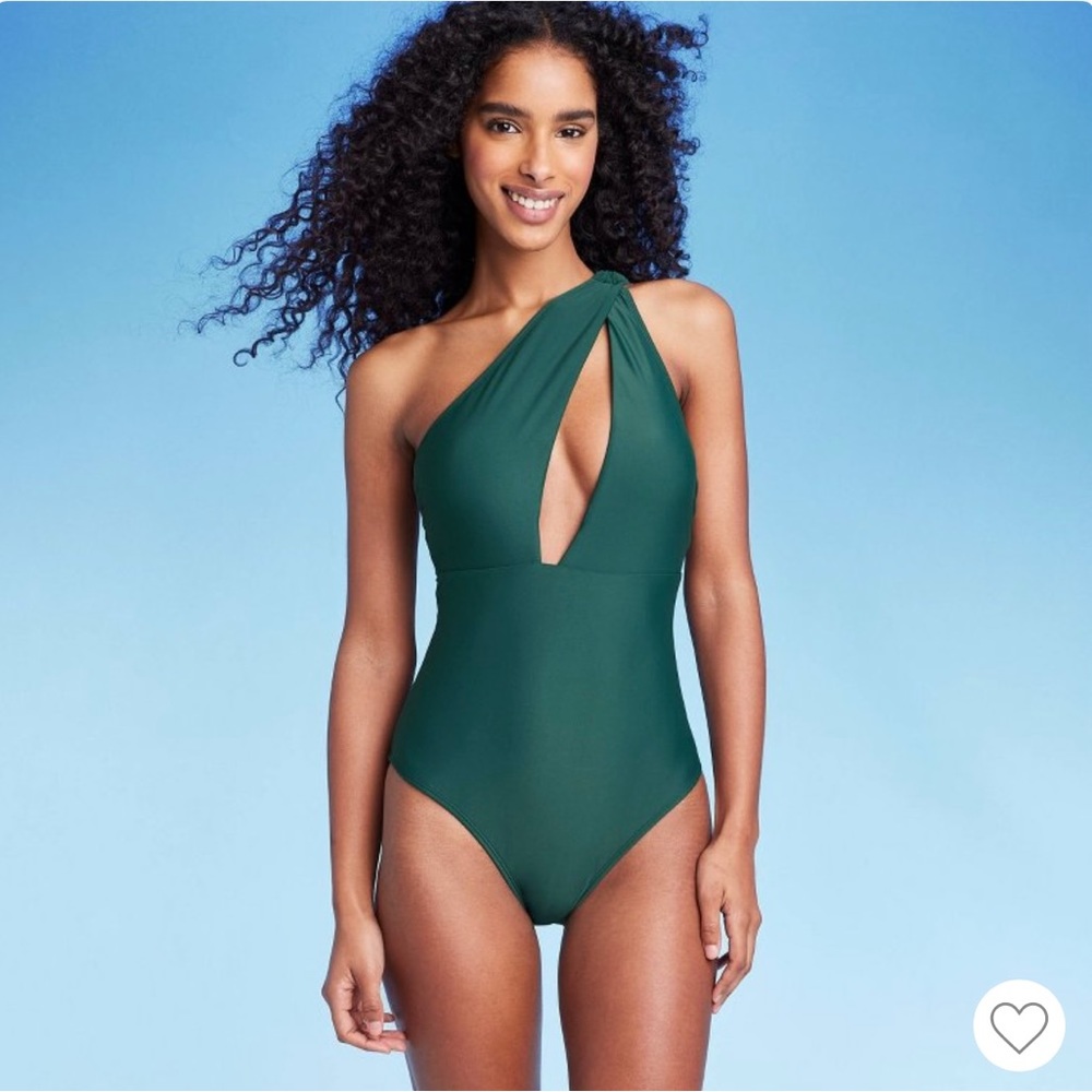 Shade & Shore women’s one piece cutout swimsuit size S 4/6 green color